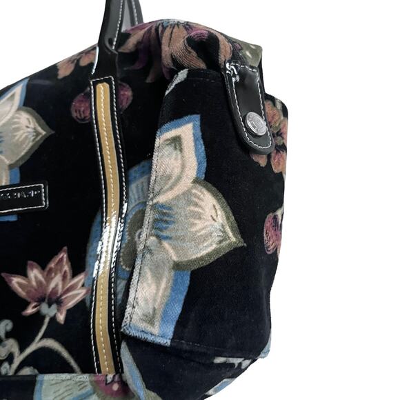 Longchamp Vintage Floral Velvet Canvas Hobo Bag Purse RARE - Picture 4 of 10